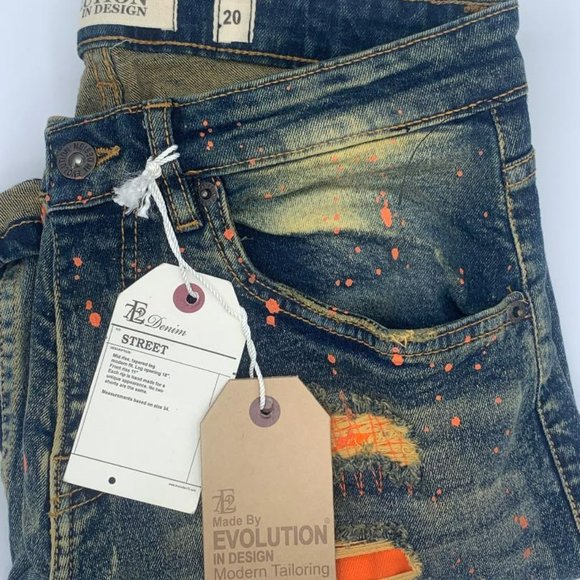 Evolution In Design Boys' Paint Splatter Denim Shorts - light tint, 20 (Big Boys - Picture 2 of 3